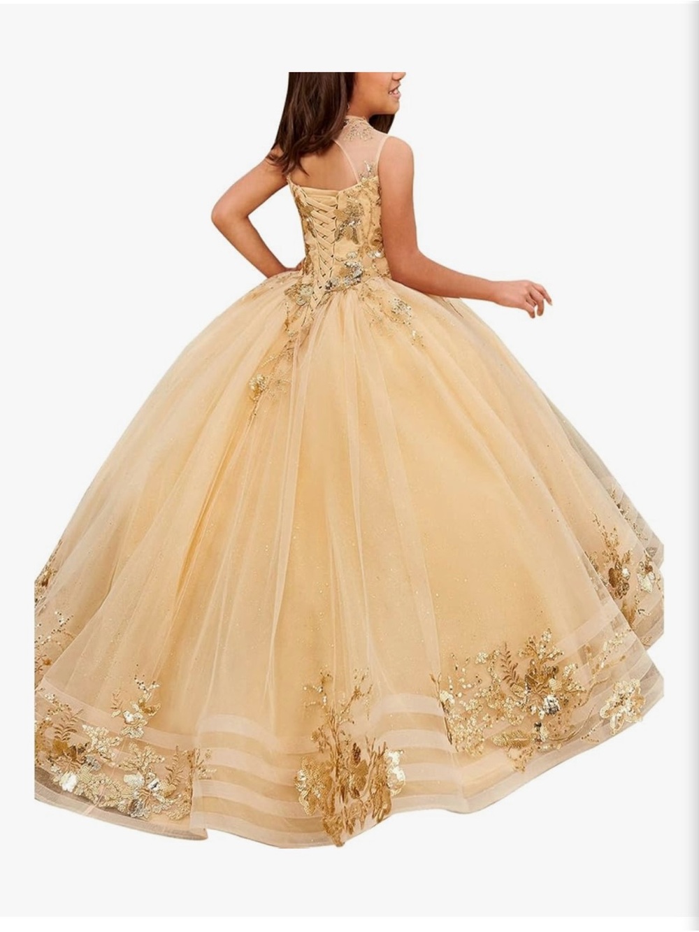 Gold Tulle Ball Gown Dress for Girls - Elegant Prom & Pageant